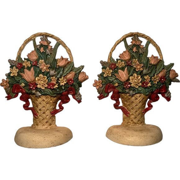 VTG Midwest Importers of Cannon Falls BASKET OF FLOWERS 8" Doorstop Cast Iron - Picture 2 of 9